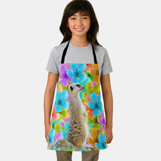 Speelse tuin: Meerkat te midden van driekleurige b Schort (Insitu)