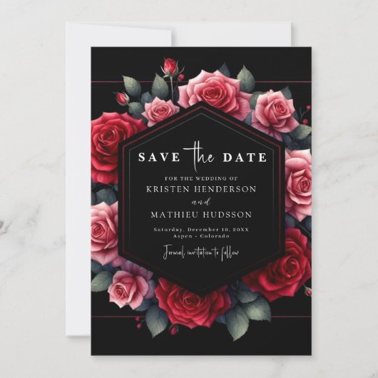 Speelse Typografie Crimson Red Wedding Save The Date (Voorkant)