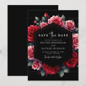 Speelse Typografie Crimson Red Wedding Save The Date (Voorkant / Achterkant)