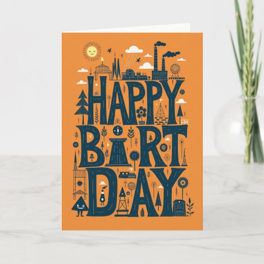 Speelse typografische verjaardagskaart kaart (Voorkant)