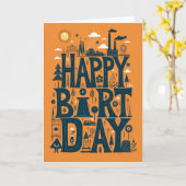 Speelse typografische verjaardagskaart kaart (Gele Bloem)