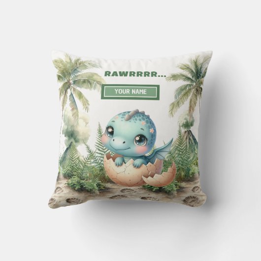 Speelse Uitkomen Binnenkort Baby Dinosaurus Baby K Kussen (Achterkant)