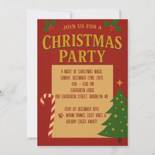 Speelse uitnodiging voor kerstfeest | Snoepriet & (Voorkant)