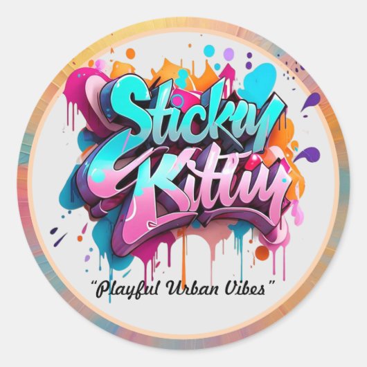 Speelse urban vibes ronde sticker (Voorkant)