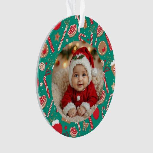 Speelse vakantie traktaties Foto Ornament – Hand-g (voorkant)