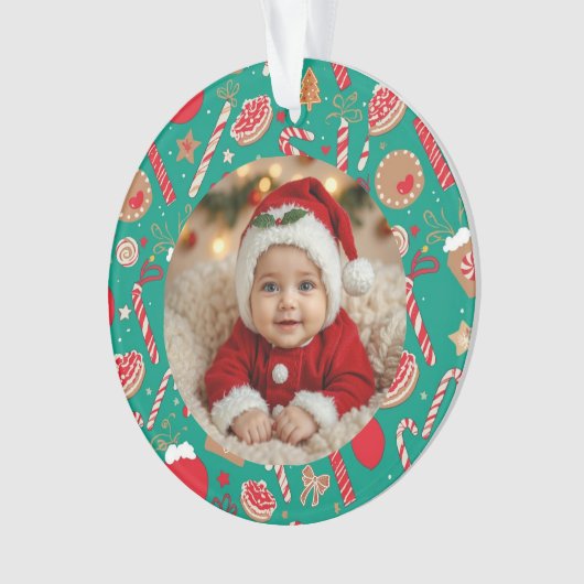 Speelse vakantie traktaties Foto Ornament – Hand-g (voorkant)