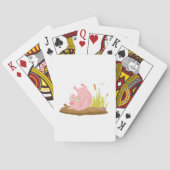 Speelse varken in modder Grappig boerderijdier Pokerkaarten (Achterkant)