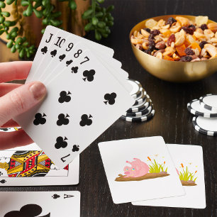 Speelse varken in modder Grappig boerderijdier Pokerkaarten