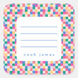 Speelse veelkleurige blokken Lijst Sticker