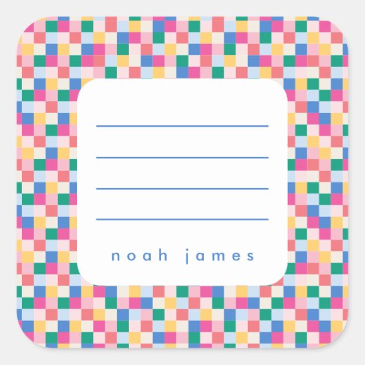 Speelse veelkleurige blokken Lijst Sticker (Voorkant)