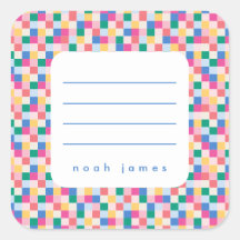 Speelse veelkleurige blokken Lijst Sticker