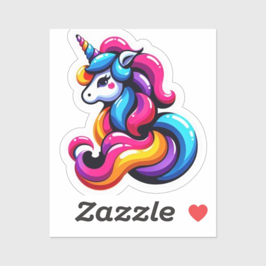 Speelse veelkleurige Puffy Unicorn-pleister Sticker (Vel)