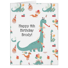 "Speelse Velociraptor Verjaardag Kaart