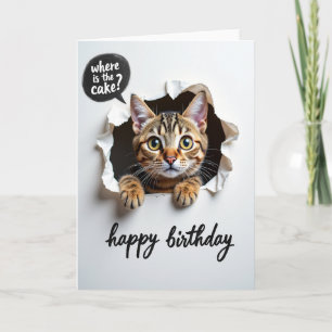 Speelse Verjaardagskaart van een Tabbykat Kaart