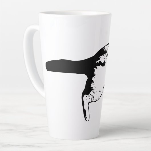 Speelse verrassing in fijne inkt latte mok (Linkerhoek)