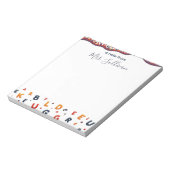 Speelse Verspreide Brieven Leraar Waardering Notitieblok (Linkerzijde)