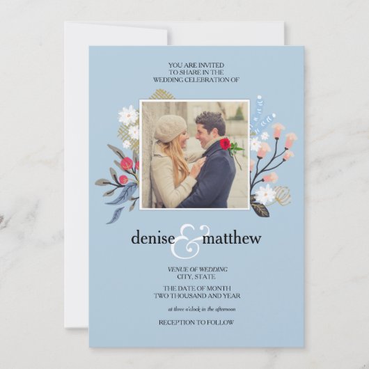 Speelse verzameling in Omphalodes Blauwe Uitnodigi Kaart (Voorkant)