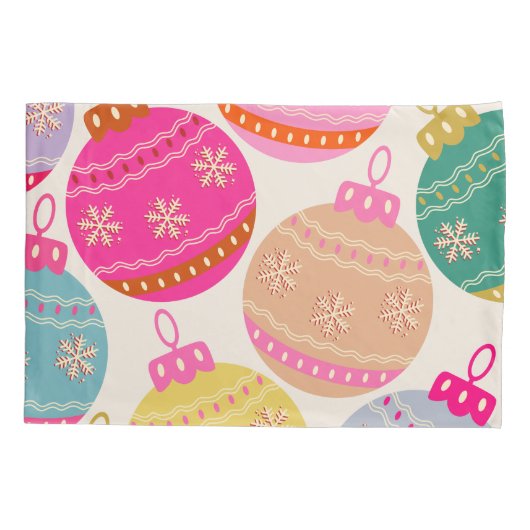 Speelse vintage kerstballen kussensloop (Achterkant)