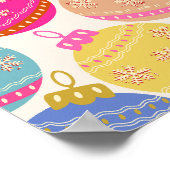 Speelse vintage kerstballen poster (Hoek)