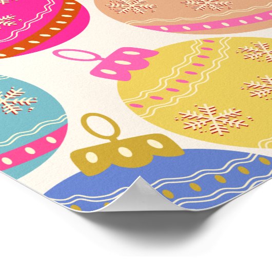 Speelse vintage kerstballen poster (Hoek)