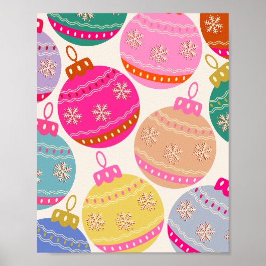 Speelse vintage kerstballen poster (Voorkant)