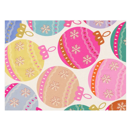 Speelse vintage kerstballen tafelkleed (Voorkant (Horizontaal))