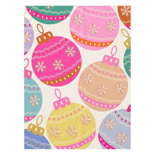 Speelse vintage kerstballen tafelkleed (Voorkant)