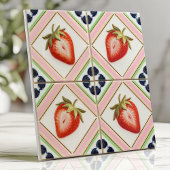 Speelse Vintage Kitsch Pastel Aardbei  Tegeltje