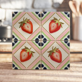 Speelse Vintage Kitsch Pastel Aardbei  Tegeltje