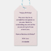 Speelse Violet Blush Balloon Happy Birthday Cadeaulabel (Achterkant)