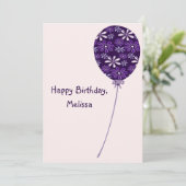 Speelse Violet Blush Balloon Happy Birthday Kaart (Staand voorkant)