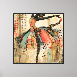 Speelse vioolmuziek Kantwerk ballerina Canvas Afdruk