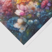 Speelse Vioolspelende Wasbeer Bloemen Decoupage Tissuepapier (Detail)