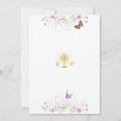 Speelse Vlinder Wildbloemen Eerste Heilige Communi Kaart (Achterkant)