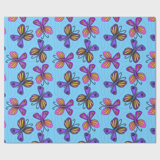 Speelse Vlinders Cadeaupapier (Vlak)
