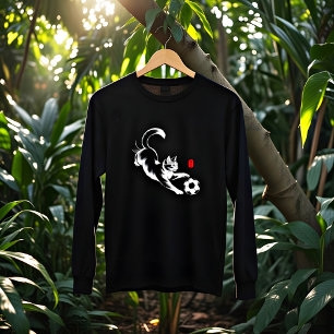 Speelse Voetbal Kat Inktkwast Kunst - Aziatische S Tri-Blend Shirt