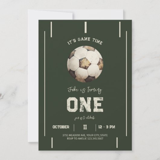 Speelse Voetbal Thema Verjaardag Uitnodiging (Voorkant)