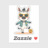 Speelse Voetbal Zebra | Kawaii Sportster Sticker (Vel)