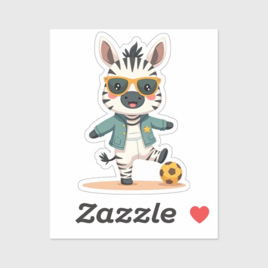 Speelse Voetbal Zebra | Kawaii Sportster Sticker (Vel)