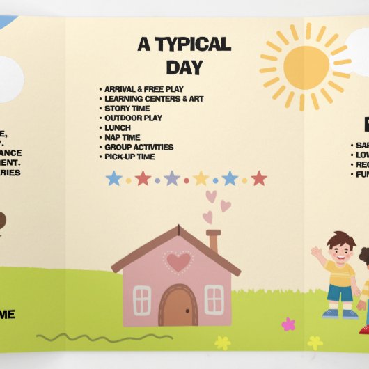  speelse voorschoolse brochure drieluik kaart (Binnenkant midden)