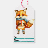 Speelse vos kerstcadeau label cadeaulabel (Voorkant)