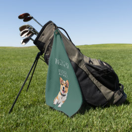 Speelse Vrolijke Corgi 'Kwispelend voor Birdies' P Golfhanddoek