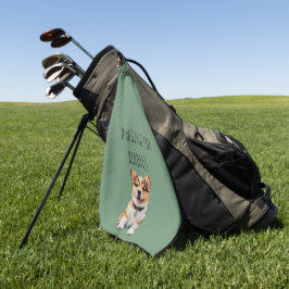 Speelse Vrolijke Corgi 'Kwispelend voor Birdies' P Golfhanddoek