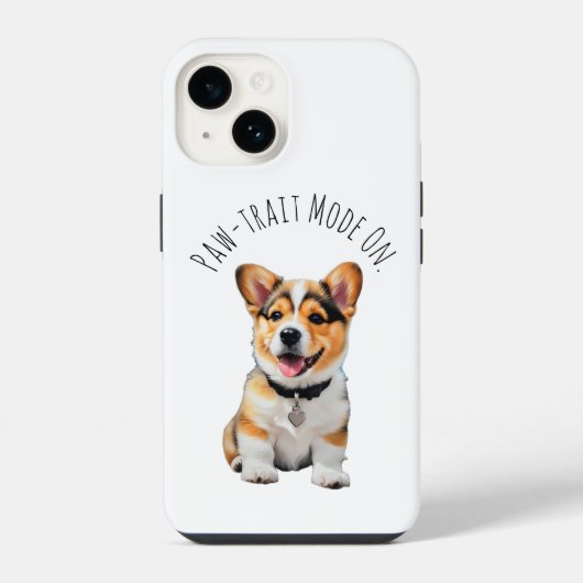 Speelse Vrolijke Corgi 'Tekst. Kwispel. Herhaal.' iPhone Hoesje (Achterkant)