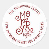 Speelse vrolijke heldere naam retouradres Kerstmis Ronde Sticker (Voorkant)