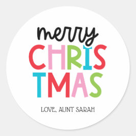 Speelse vrolijke kerst Stickers, gepersonaliseerd Ronde Sticker