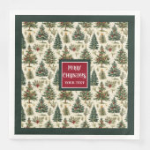 Speelse Vrolijke Kersttypografie rood groen Servet (Voorkant)