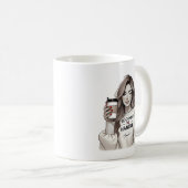 Speelse vrouw Winking met Coffee Cup Koffiemok (Voorkant rechts)