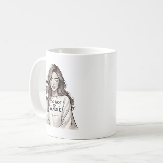 Speelse vrouw Winking met Coffee Cup Koffiemok (Voorkant links)