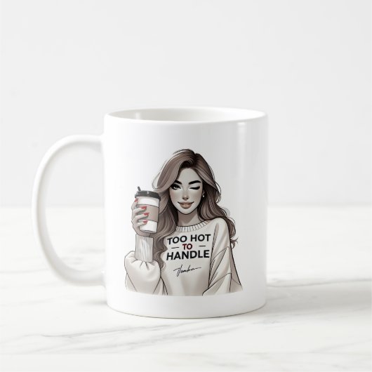 Speelse vrouw Winking met Coffee Cup Koffiemok (Links)